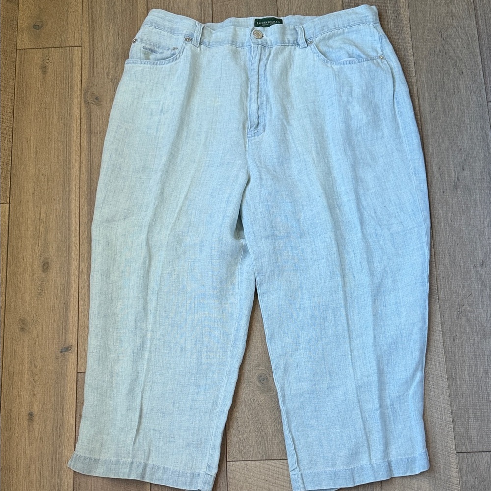 Lauren Jeans Co Acid Wash Linen Cropped Pants ⭐️